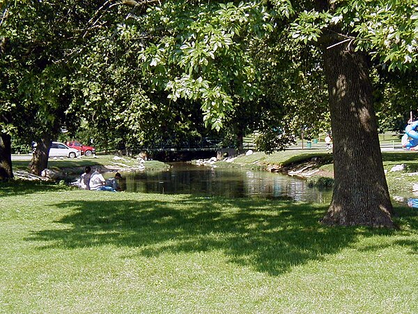 "The Old Swimming Hole" that appears in James Whitcomb Riley's poems is now a large and well-used park on the east side of Greenfield.