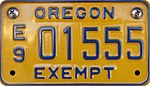 Placa de licença de isenção do governo de Oregon - Motorcycle.jpg