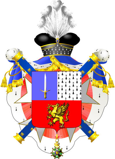 Herb Filipa d’Ornano jako hrabiego Cesarstwa, z insygniami Marszałka Francji i Legii Honorowej