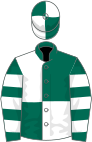 Dark green and white (quartered), hooped sleeves