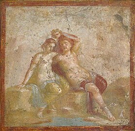 Perzej i Andromeda na ploči u rimskom stilu iz Casa dei Capitelli Colorati