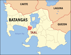 Taal ile Batangas Haritası vurgulanmış