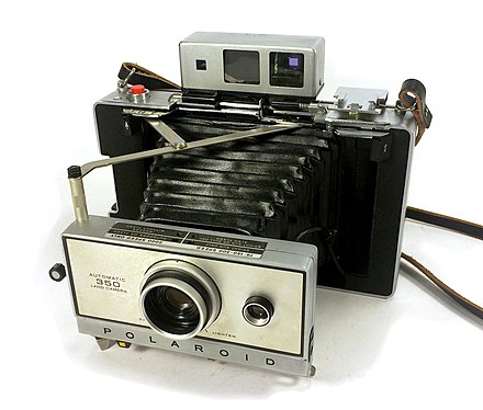 Polaroid Automatic 350 instant camera, made from 1969 to 1971, MSRP $150