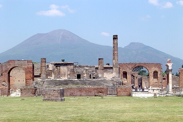 Pompeii, with Vesuvius towering in the background