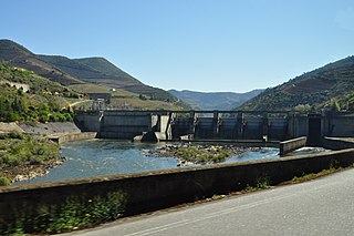 Régua Dam reservoir in Portugal