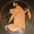 Kylix a figure rosse raffigurante Poseidone dall'Etruria, Italia