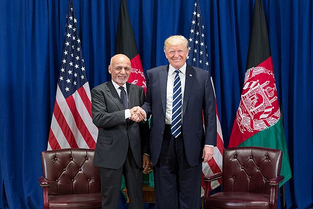 US President Donald Trump with president of Afghanistan Ashraf Ghani in 2017