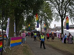 The main walk of the Pride in Hull 2022 site at Queen's Gardens, Kingston upon Hull.