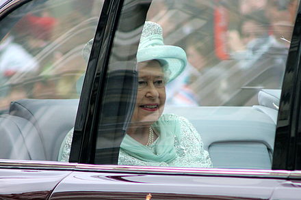 The Queen travelling by car to St Paul's Cathedral for the service of thanksgiving on 5 June