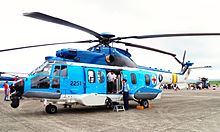 A EC225 on display at the Hsinchu Air Base open house ROCAF EC-225 2251 Left Side View at Hsinchu AFB Apron 20120602.jpg