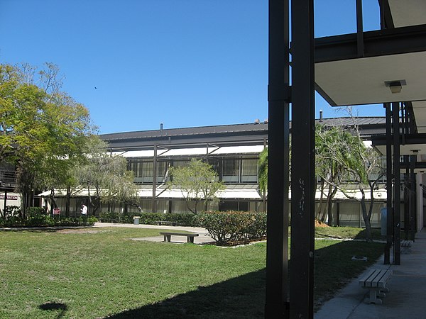 The old cafeteria was located just behind the administration building, and opened onto this main courtyard