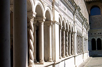 Solomonic columns and other fanciful variants in the cloister of St John Lateran, Rome, early 13th century