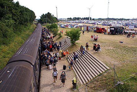 The temporary train station used during the festival