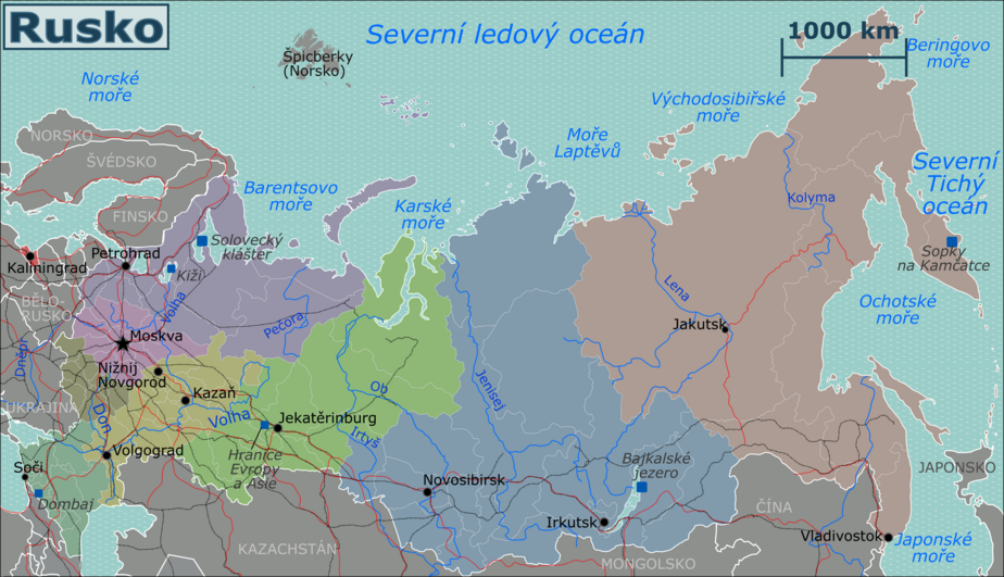 Mapa regionů Ruska