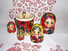 A matryoshka doll taken apart