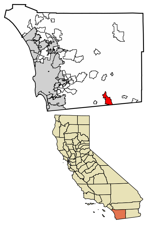 Location of Campo in San Diego County, California.