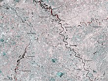 EU satellite imagery, 15 July 2021, showing flooded areas marked in red on the rivers Meuse (Belgium and Netherlands), Rhine (Germany) and Ruhr (Germany). Flooded areas extend beyond the field of this image. Satellites map floods in western Europe ESA23398445.jpeg