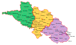 Schlesiens indelning 1905:   Regierungsbezirk Liegnitz   Regierungsbezirk Breslau   Regierungsbezirk Oppeln