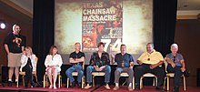 Shawn Patrick, Marilyn Burns, Teri McMinn, William Vail, John Dugan, Ed Neal, Ed Guinn, Allen Danziger, photographed by Ryota Nakanishi (The Texas Chainsaw Massacre).JPG