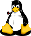 Slackware Linux. Distro mascot "Tux" smoking a pipe.