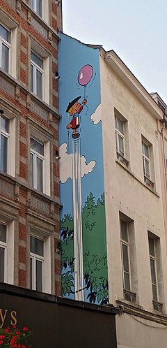 Peinture murale de Benoît Brisefer au 119 Rue Haute, à Bruxelles.