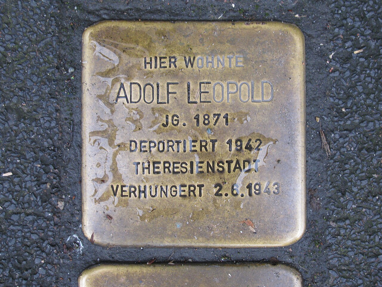 Stolperstein Adolf Leopold, 1, Schiede 28, Limburg an der Lahn, Landkreis Limburg-Weilburg.jpg