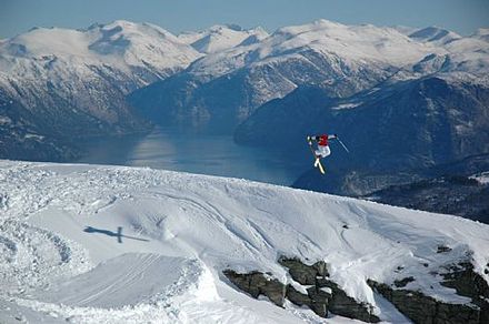 Ski slopes at Stranda overlooking the great fjord