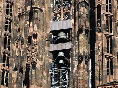 The hour bells visible in the tower
