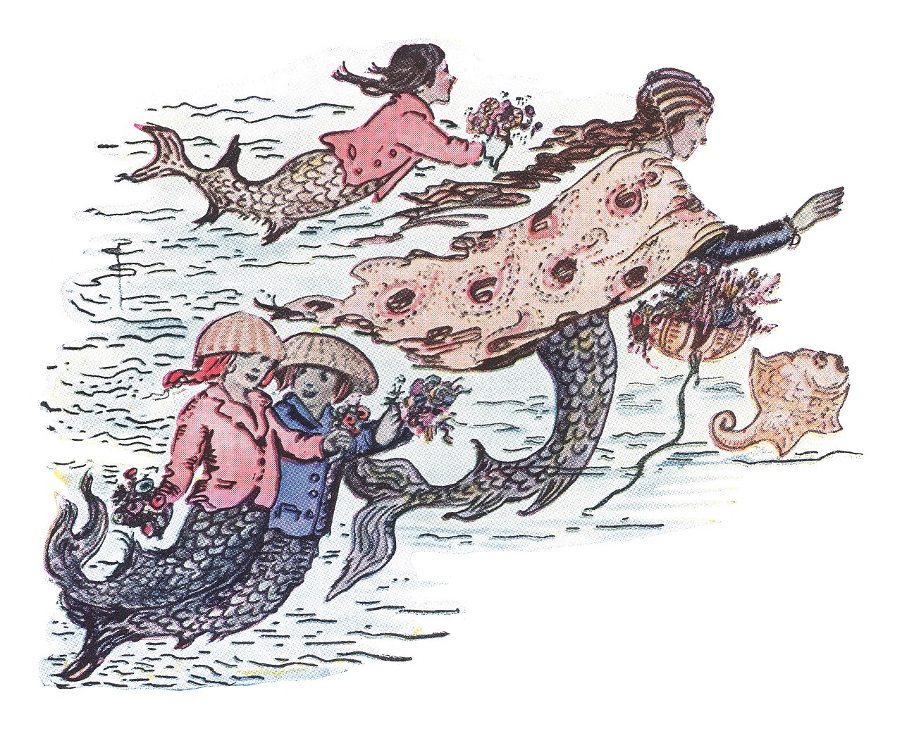 Illustration of mermaids