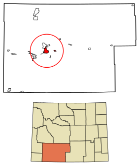 Sweetwater County Wyoming Incorporated and Unincorporated areas Rock Springs Highlighted 5667235.svg