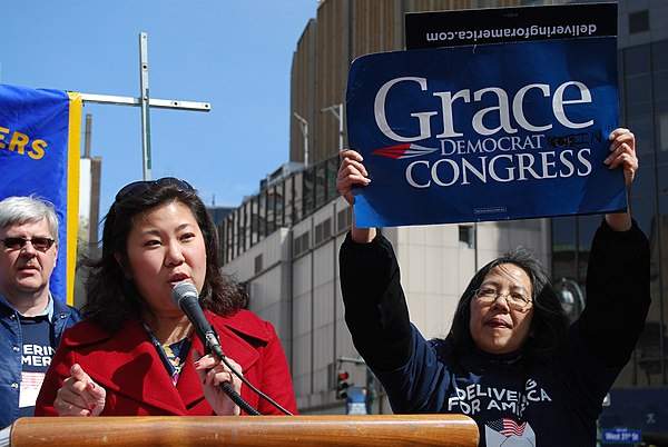 Meng speaking at a rally in March 2013