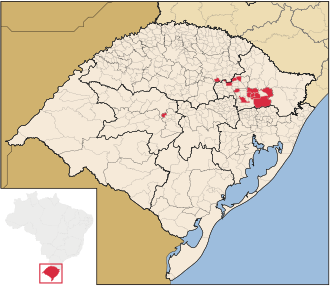 Municipalities where Talian is co-official in Rio Grande do Sul.