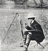 ヴィルヌーブの池の水辺で描くアンリ・ビヴァ 1903年