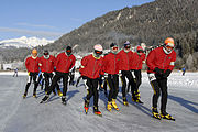 Skaters in a marathon race on Weissensee (Carinthia), using nordic skates Toertocht.jpg