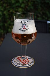 Tripel Karmeliet in a glass Tripel Karmeliet glass.JPG