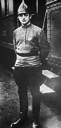 Red Army Marshal Mikhail Tukhachevsky, who was executed during the Great Purge in June 1937. Here in 1920 wearing the budenovka