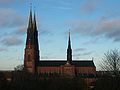 Uppsala Cathedral in Uppsala, as viewed from Uppsala Slott.
