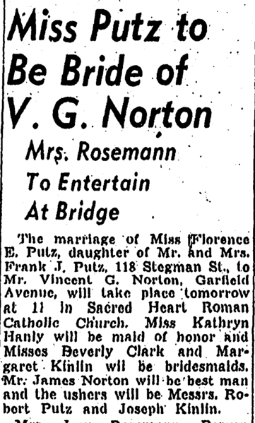 File:Vincent Gerard Norton (1923-2005) and Florence Elizabeth Putz marriage in the Jersey Journal of Jersey City, New Jersey on October 8, 1948.png