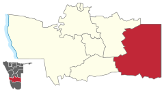 Map of Aranos (constituency) in Namibia