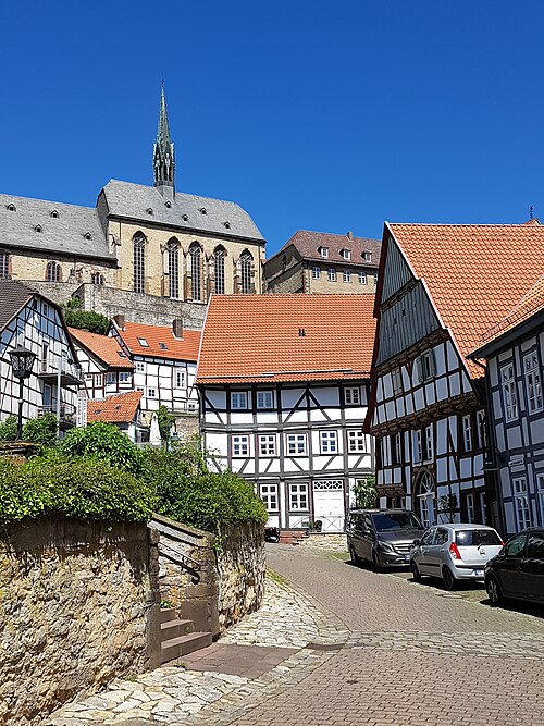 Old-Town Warburg with view to the Lutheran Church