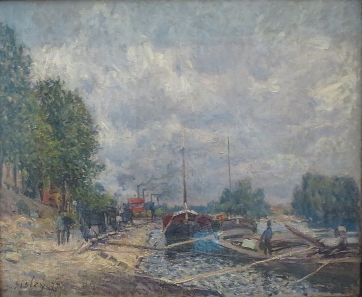 File:'Barges at Billancourt' by Alfred Sisley, 1877, Hermitage.JPG