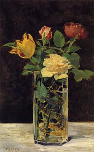 Édouard Manet: Roses et tulipes dans un vase (coll. part.).