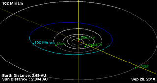 <span class="mw-page-title-main">102 Miriam</span> Main-belt asteroid