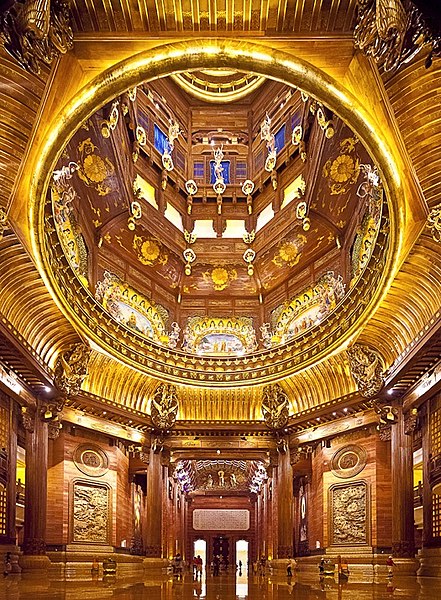 Interior of the Ling Shan Brahma Palace in Wuxi, Jiangsu