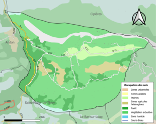 Mapa de colores que muestra el uso de la tierra.