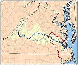 The portion of the 1646 Treaty line running from the James River southeast to Yapim on the Blackwater remained the legal frontier for colonists for the next 60 years.