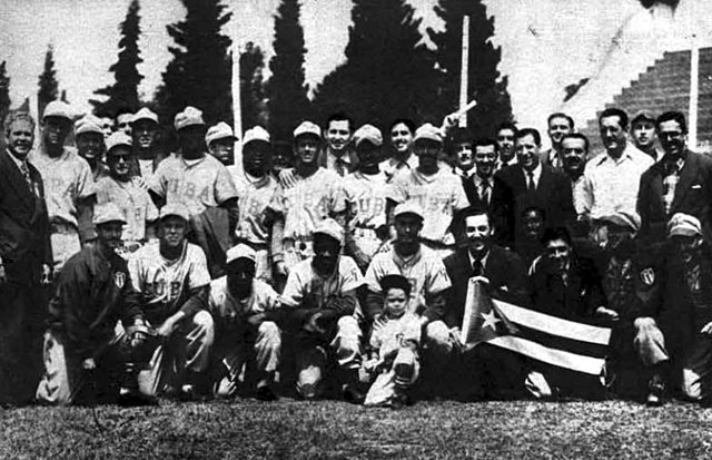 The Cuban national team at the 1951 Amateur World Series. Cuba won the most international titles in the 20th century.