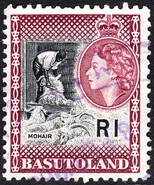 A 1963 Basutoland R1 postage & revenue stamp fiscally used. 1963 Basutoland R1 mohair.jpg
