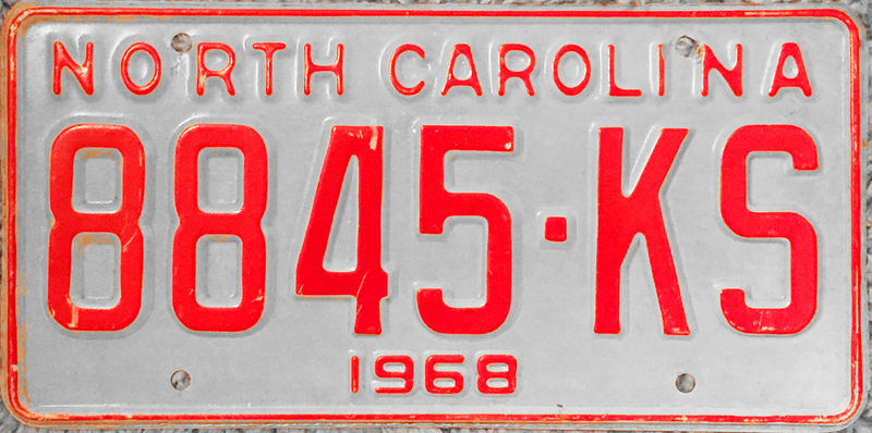 File:1968 North Carolina license plate 8845-KS.png