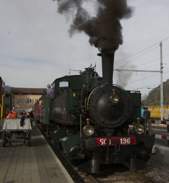 Steam locomotive with historical train at Bauma, Switzerland